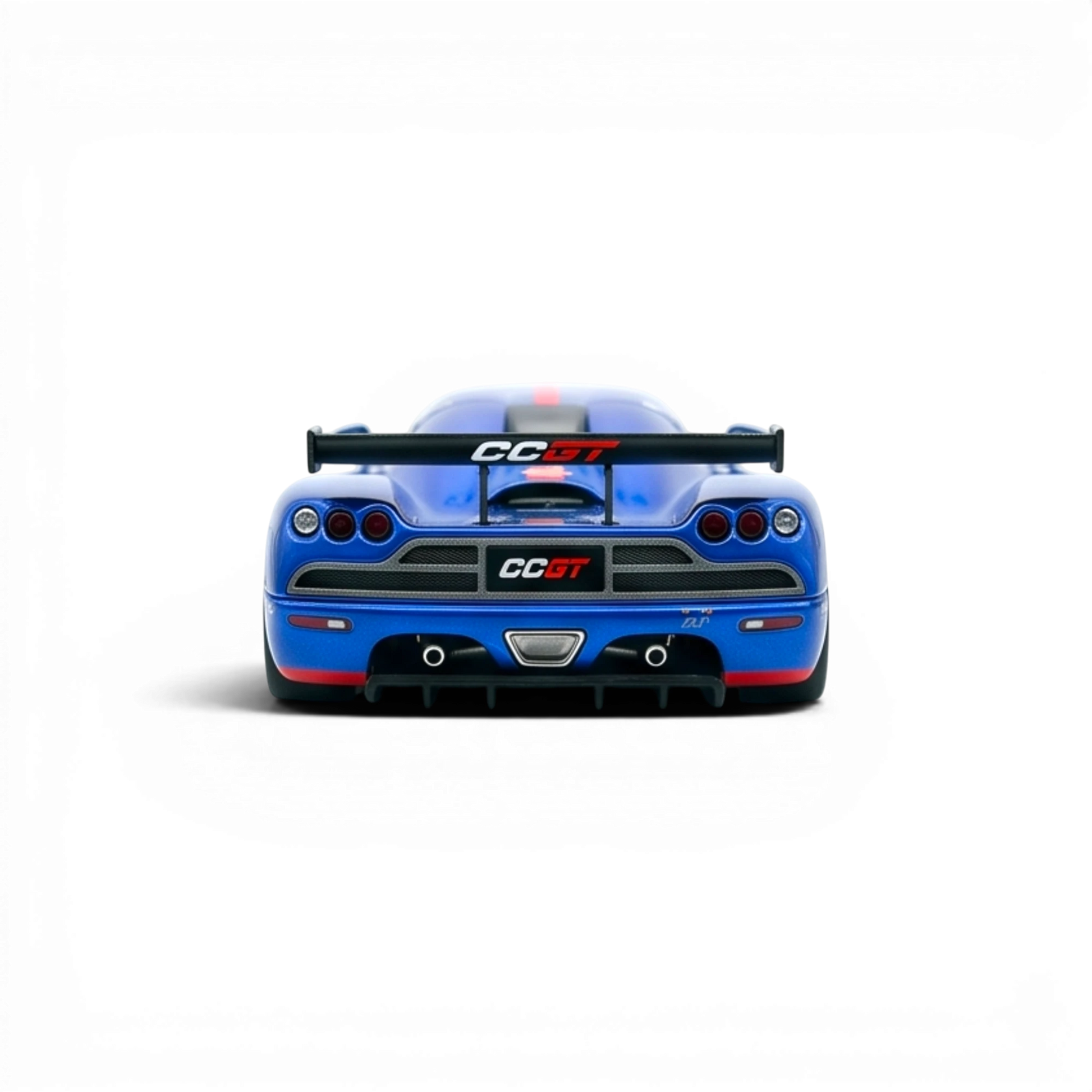 Lot57Supplies Diecast Shop Autobots Koenigsegg CCGT 1:64 scale diecast model car in Red Bull livery, rear view.