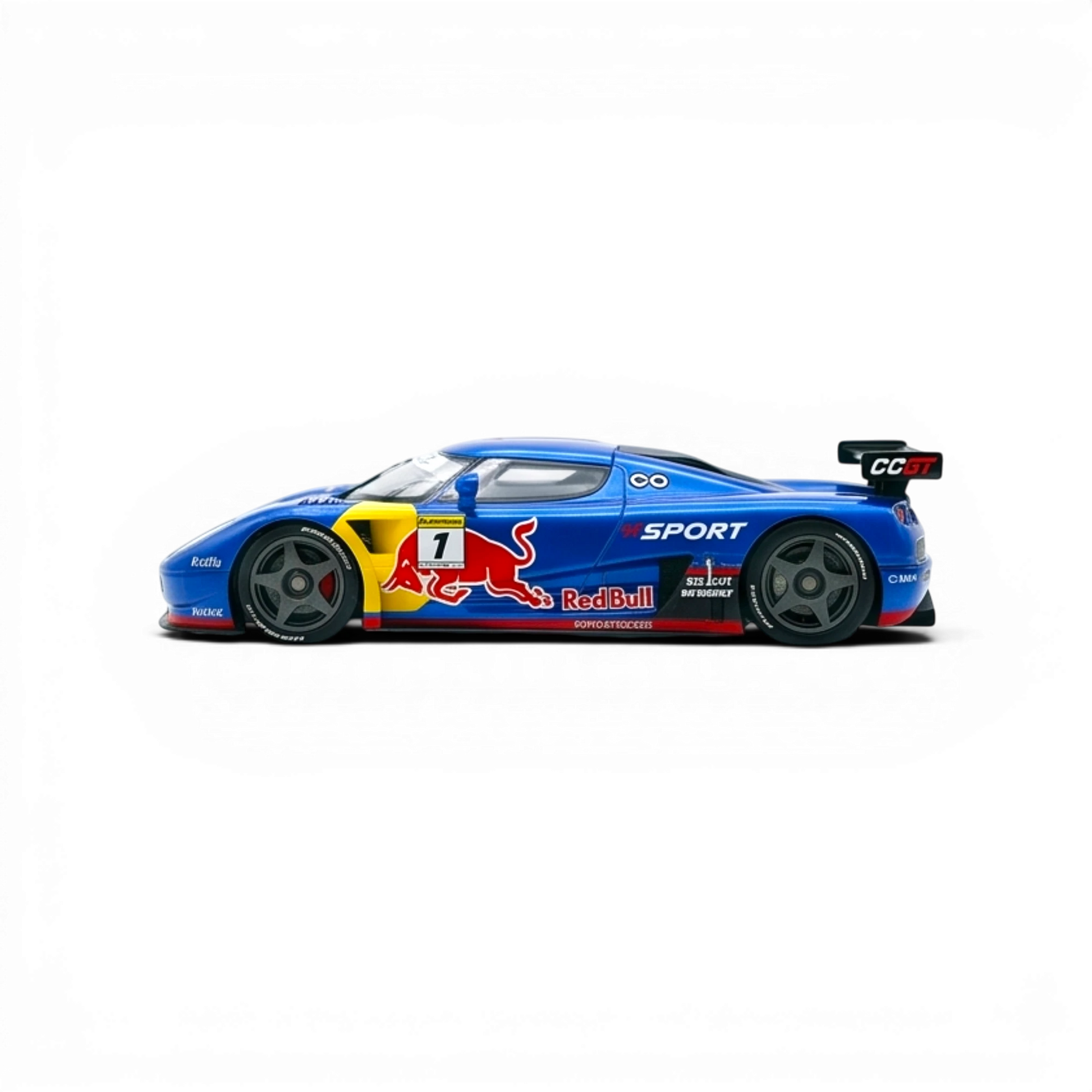 Lot57Supplies Diecast Shop 1:64 scale Autobots Koenigsegg CCGT diecast model car in Red Bull blue livery side view