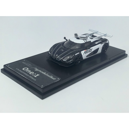Lot57Supplies Diecast Shop 1:64 scale MC Koenigsegg One:1 diecast model car in black and white police livery
