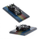 Lot57Supplies Diecast Shop 1:64 scale ET Model Koenigsegg Sadairs Spear in piano black on a carbon fiber display base