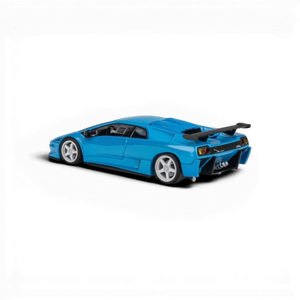 Lot57Supplies Diecast Shop MicroTurbo 1:64 scale metallic blue Lamborghini Diablo SVR diecast model car with rear wing