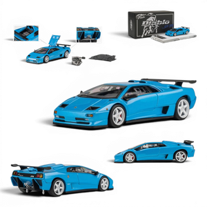 Lot57Supplies Diecast Shop MicroTurbo metallic blue Lamborghini Diablo SVR 1:64 scale diecast model car with engine