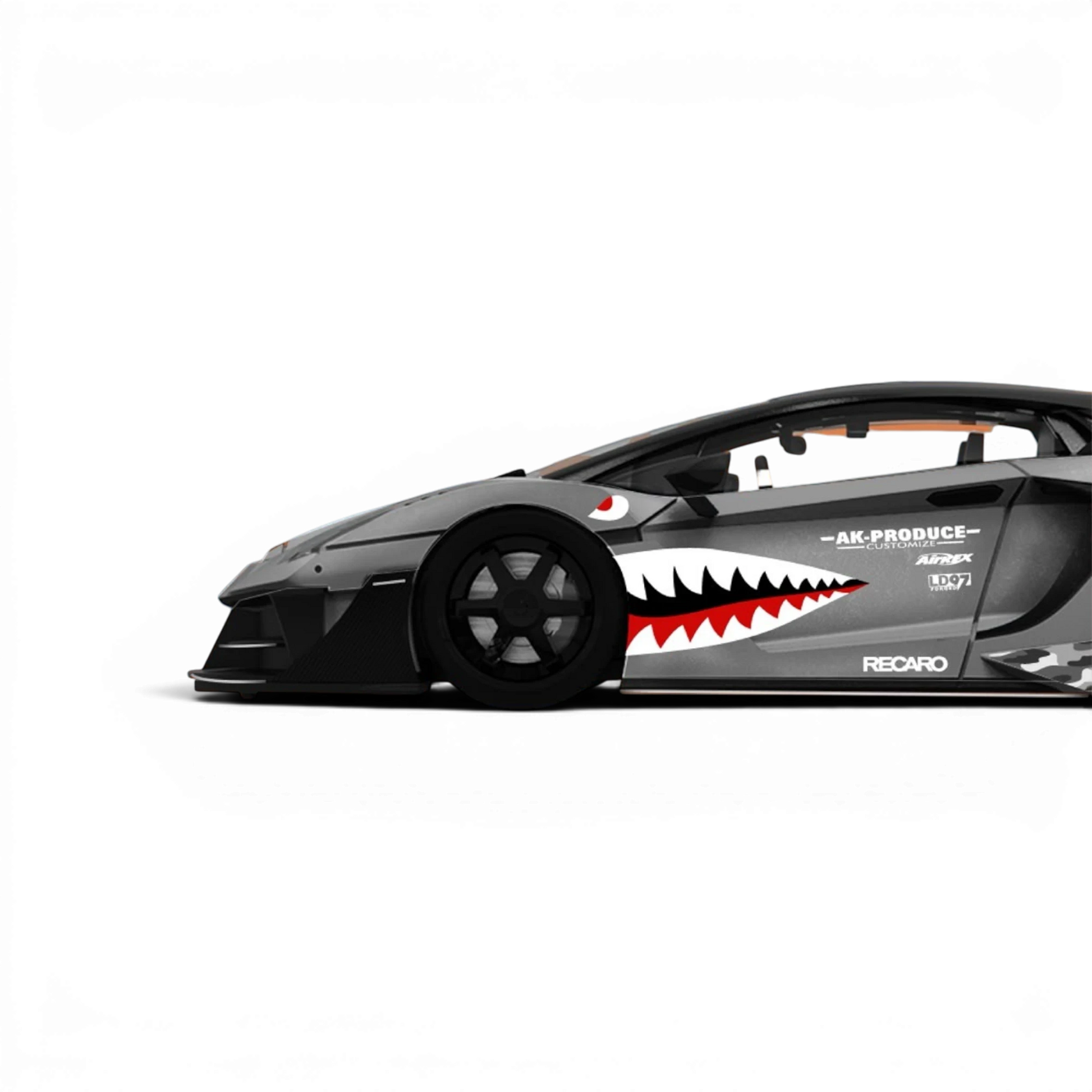 Lot57Supplies Diecast Shop SC Lamborghini GTEVO 1:64 scale diecast model car featuring a grey shark livery design.
