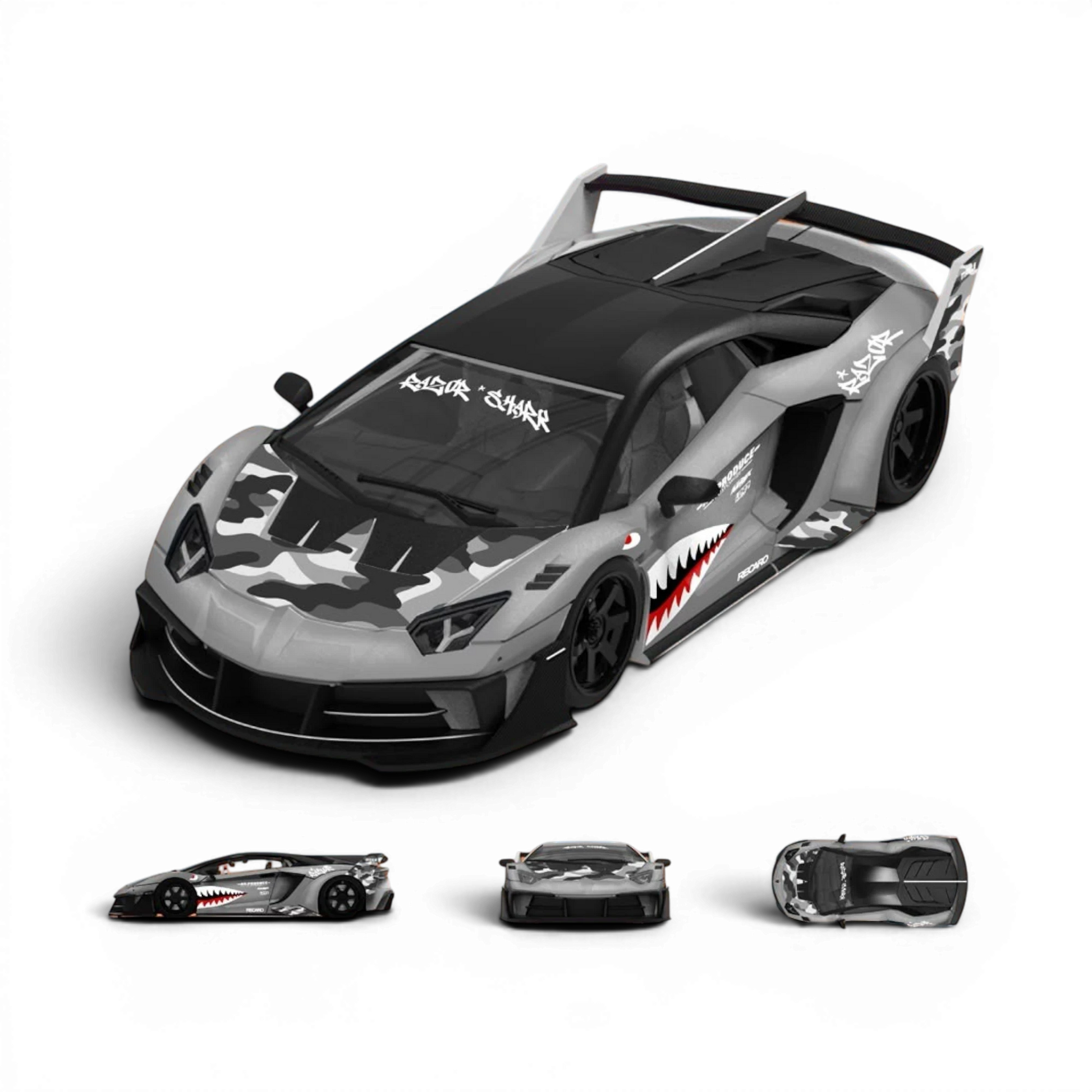 Lot57Supplies Diecast Shop SC Lamborghini GTEVO 1:64 scale diecast model car with grey shark camo livery