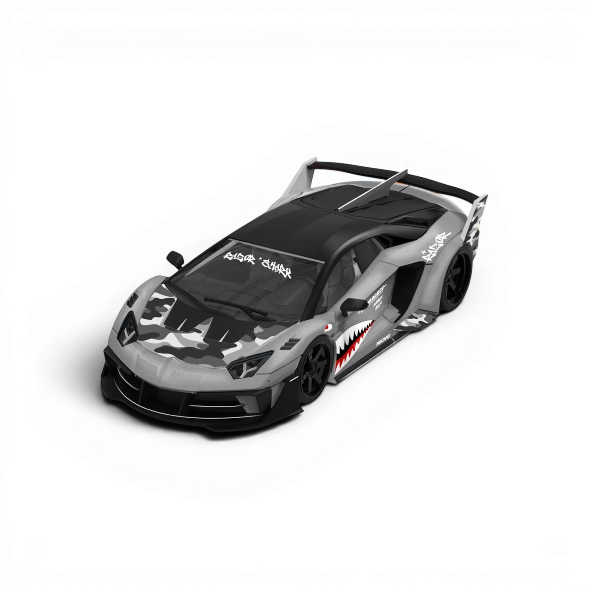 Lot57Supplies Diecast Shop SC Lamborghini GTEVO 1:64 scale diecast model car with grey shark camo livery