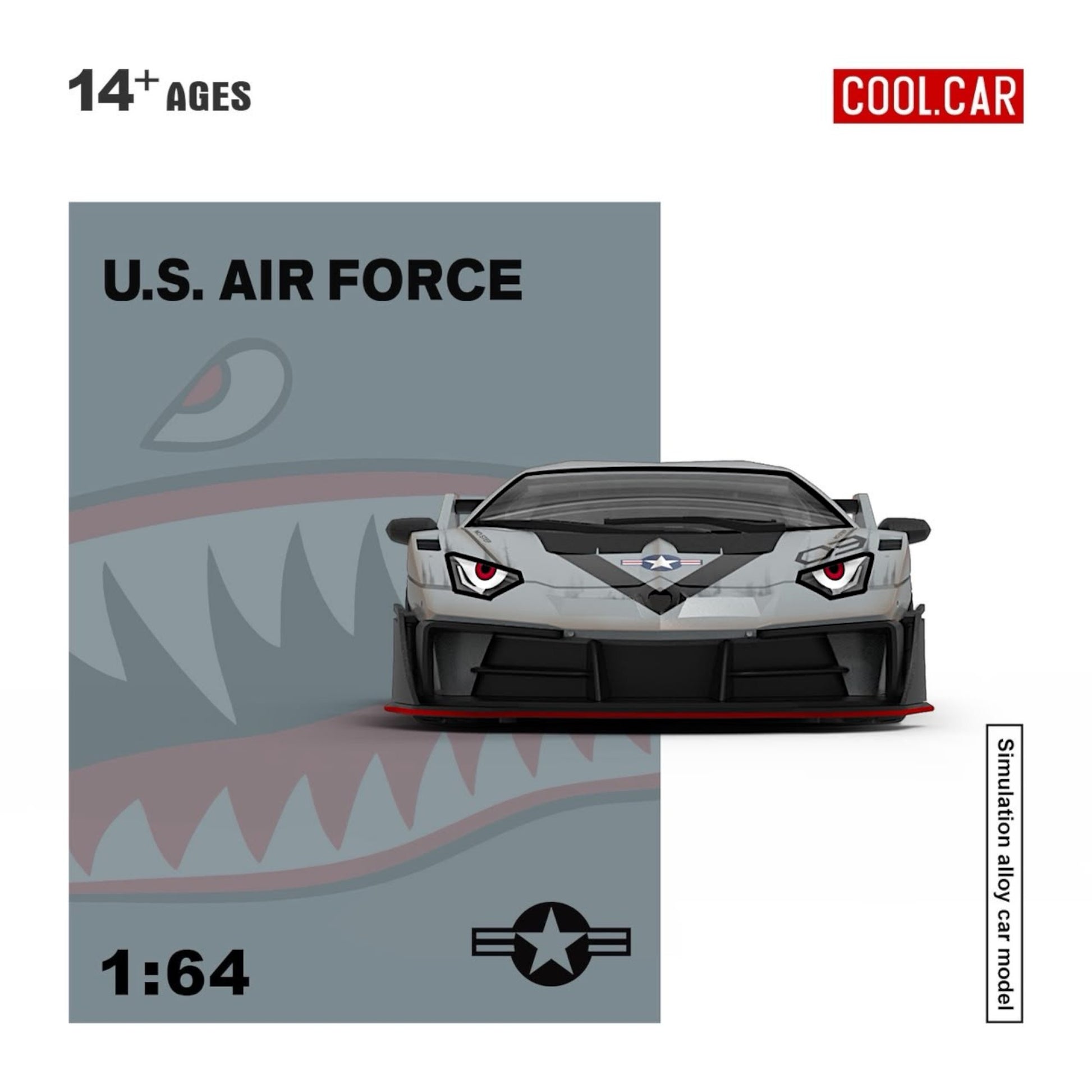 Lot57Supplies Diecast Shop 1:64 scale CC Lamborghini GTEVO model car in air force grey with shark teeth livery
