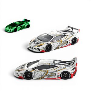 Lot57Supplies Diecast Shop Flame 1:64 scale Lamborghini Huracan GT resin model car with white, gray, and glow-in-dark paint.
