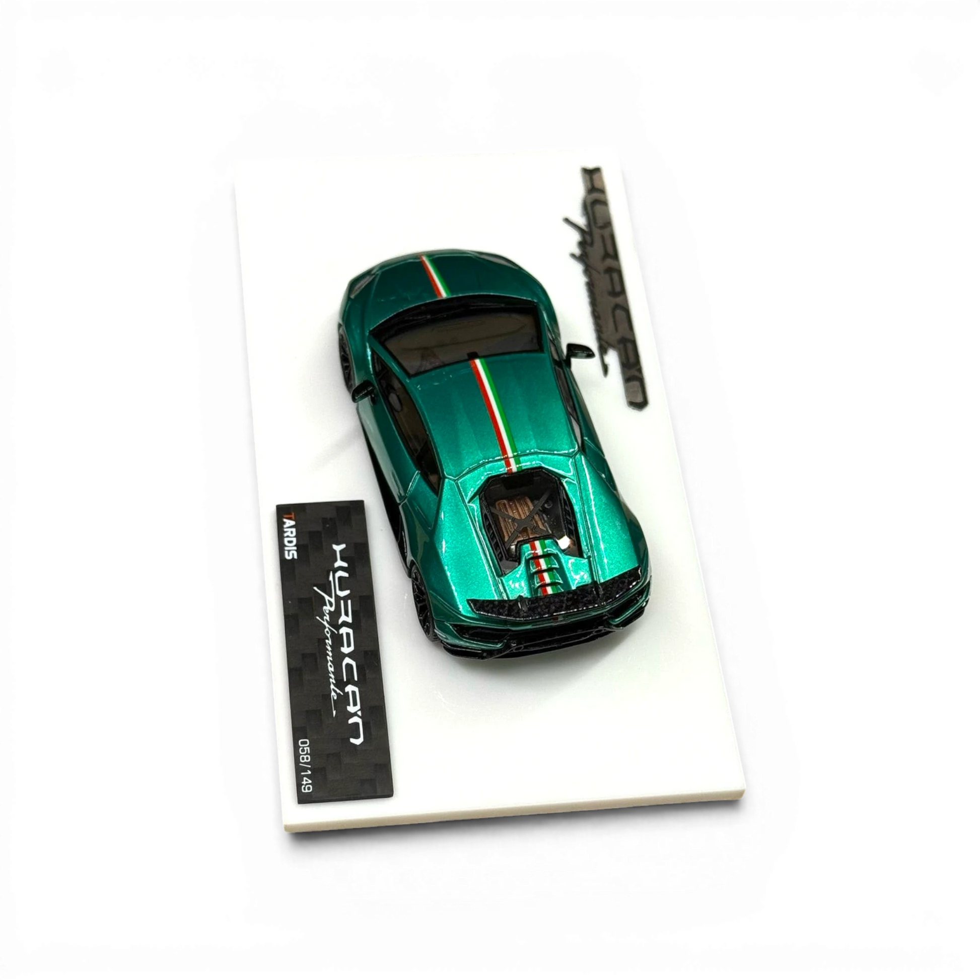 Lot57Supplies Diecast Shop TARDIS x XQ 1:64 scale metallic green Lamborghini Huracan Performante resin model car