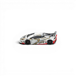 Lot57Supplies Diecast Shop Flame 1:64 scale Lamborghini Huracan GT LP610 model car in white and gray with glow paint