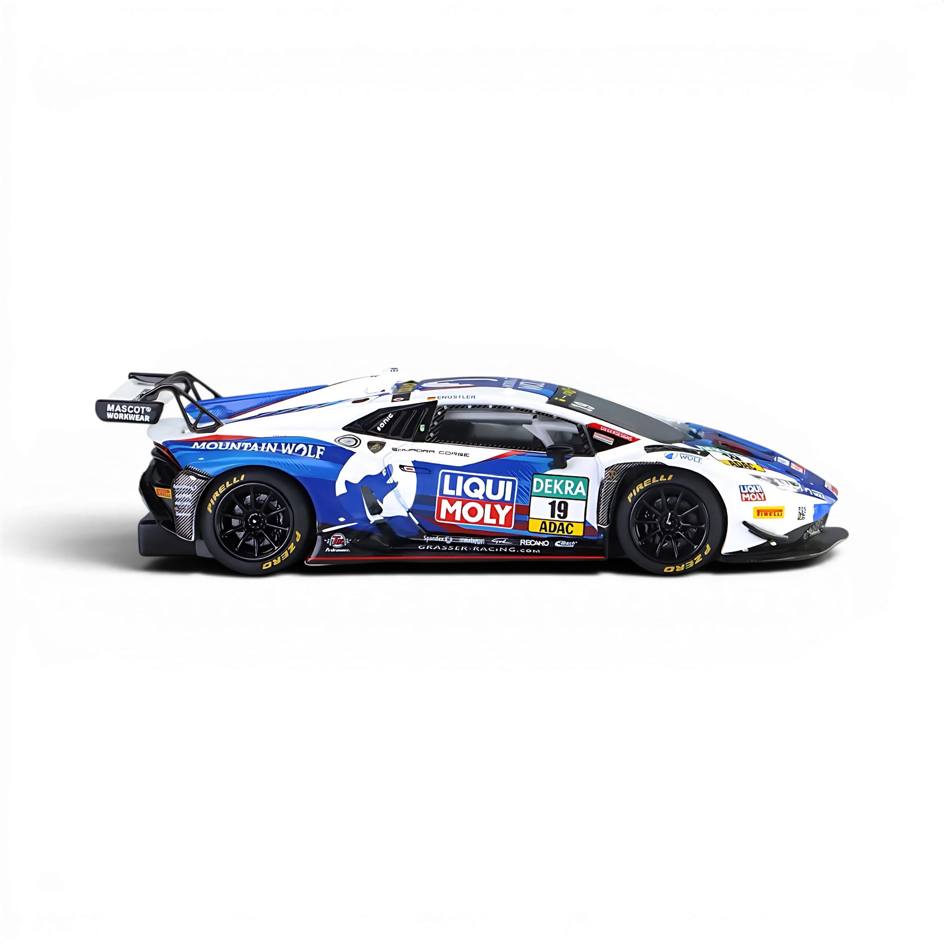 Lot57Supplies Diecast Shop Trends Hobby 1:64 scale Lamborghini Huracan GT3 EVO2 DTM 2024 race car in No.19 livery