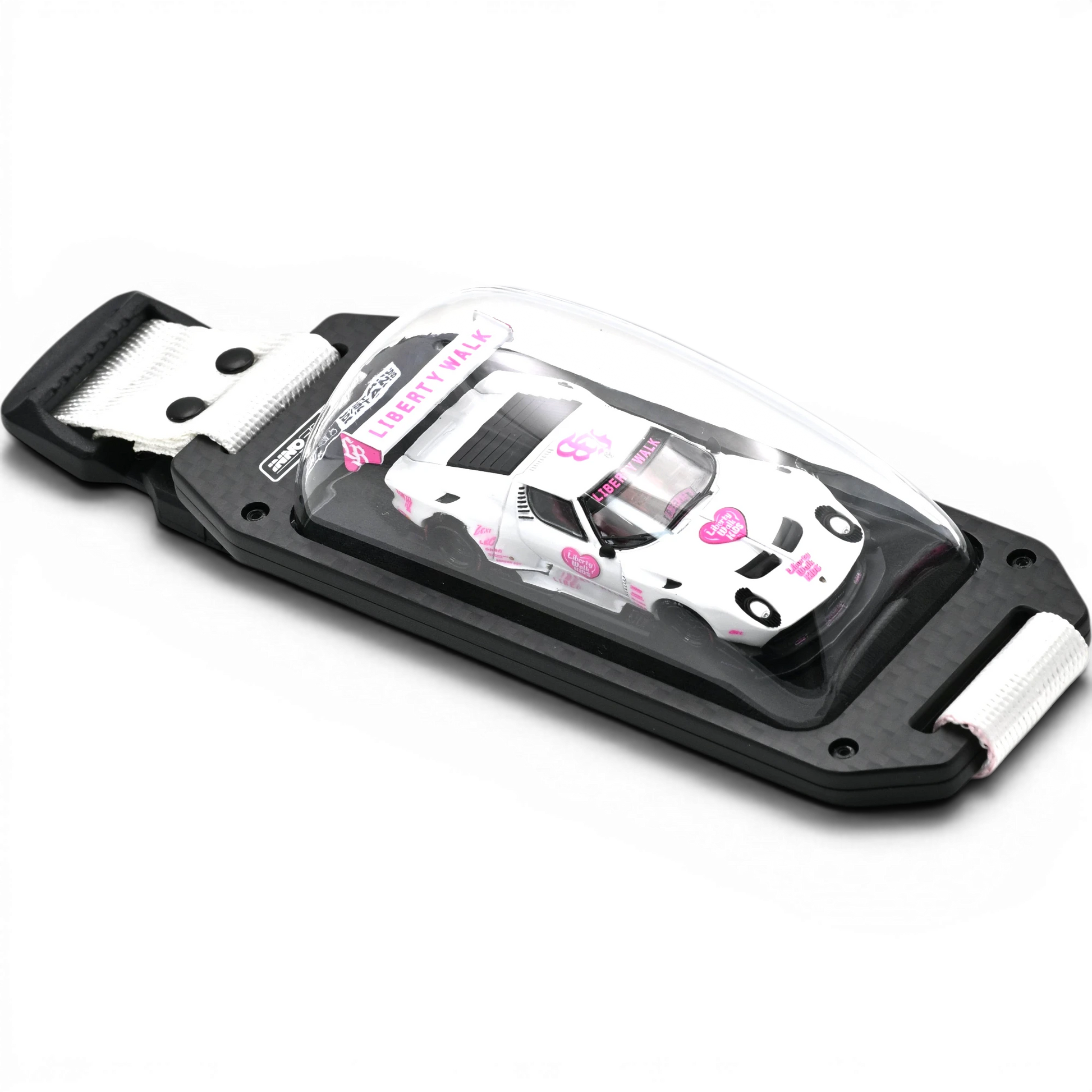 Lot57Supplies Diecast Shop INNO64 Liberty Walk Lamborghini Miura GT 1:64 scale diecast car in carbon-fiber keychain strap