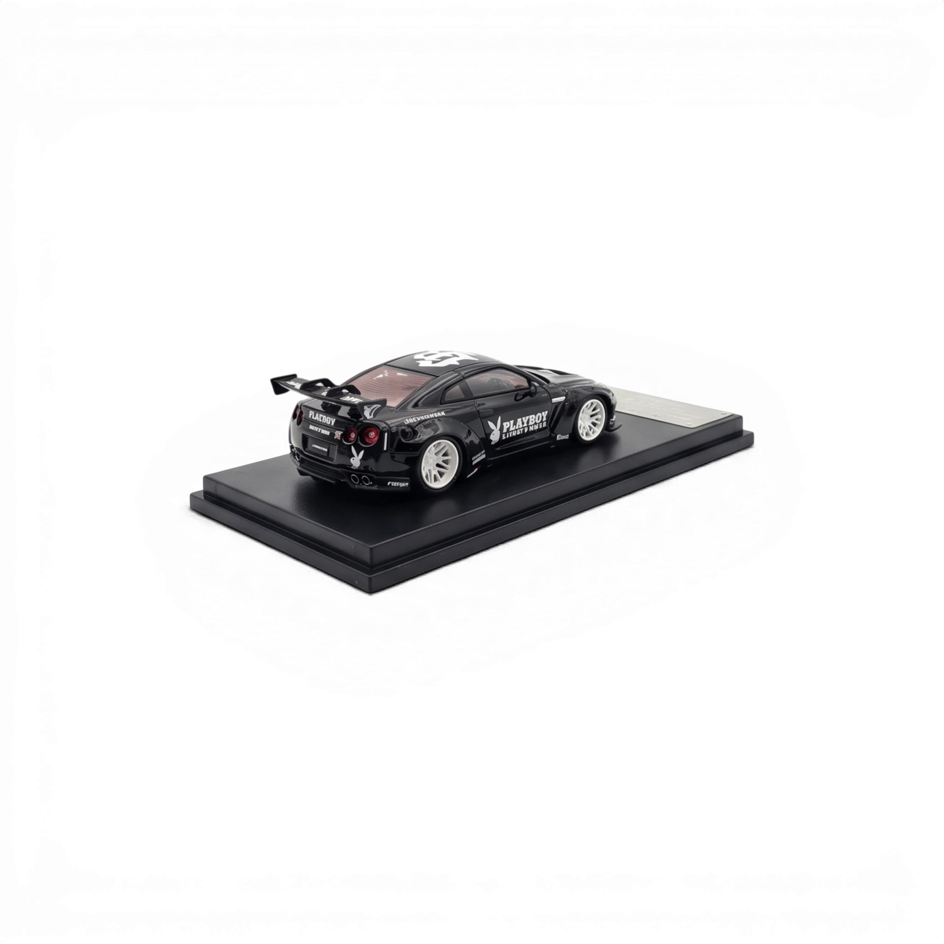 Lot57Supplies Diecast Shop 1:64 scale MC LB GTR 1.5 diecast car in glossy black with white PLAYBOY livery