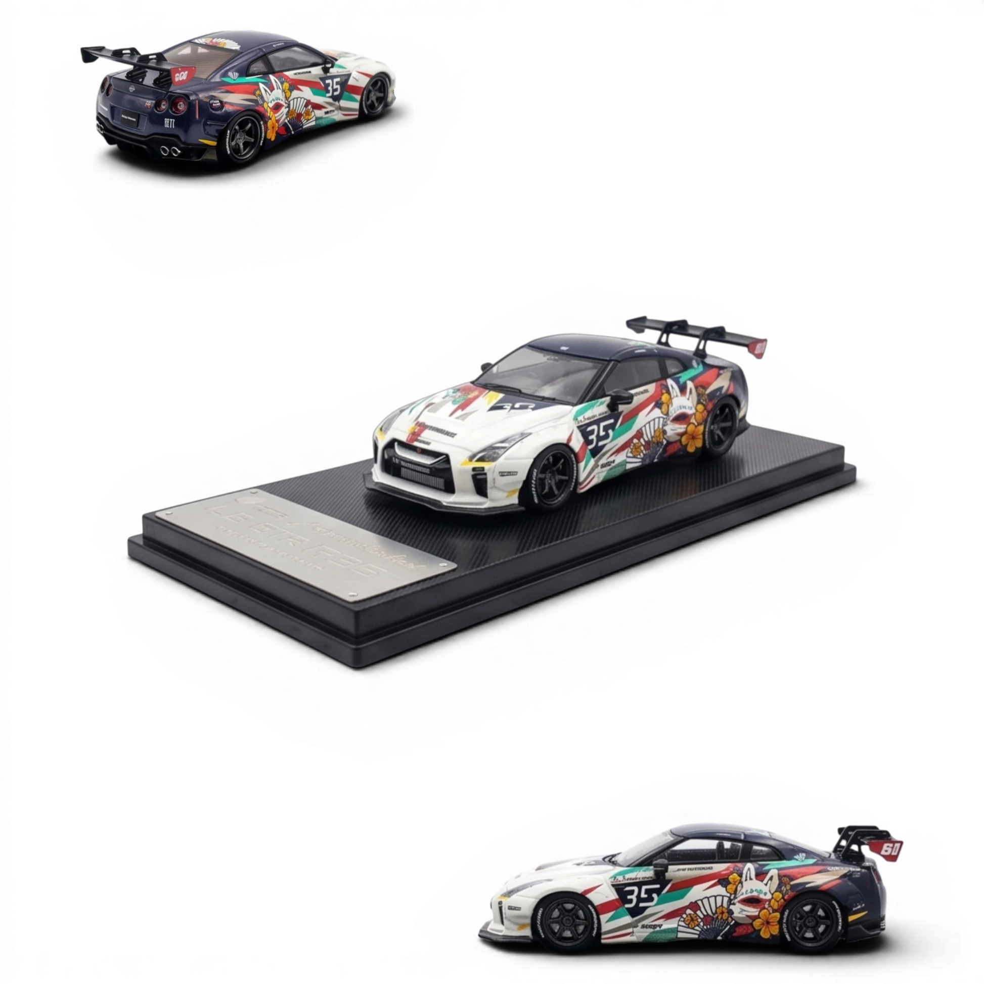 Lot57Supplies Diecast Shop 1:64 scale MC LB GTR 1.5 diecast car with white and black Kitsune mask anime livery
