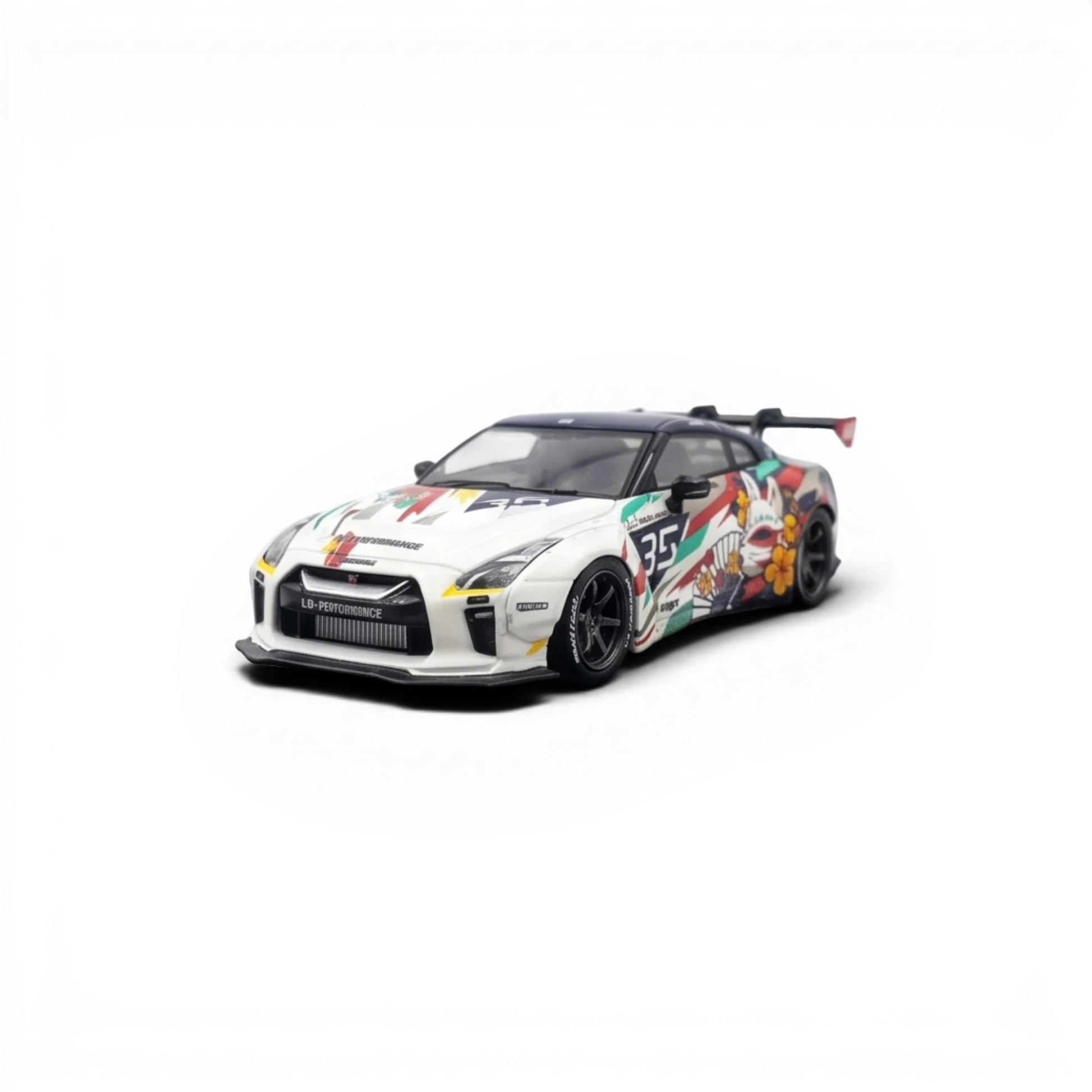 Lot57Supplies Diecast Shop MC LB GTR 1.5 diecast car in white with Kitsune mask anime livery and racing decals