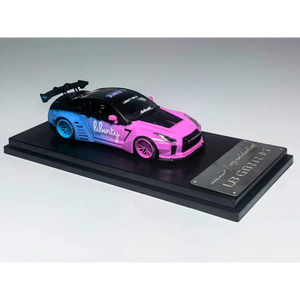 Lot57Supplies Diecast Shop 1:64 scale MC LB GTR 1.5 diecast model car in flash pink and blue livery with racing decals