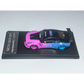 Lot57Supplies Diecast Shop 1:64 scale MC LB GTR 1.5 diecast model car in flash pink and blue livery on display base