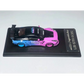 Lot57Supplies Diecast Shop 1:64 scale MC LB GTR 1.5 diecast model car in flash pink and blue livery on display base