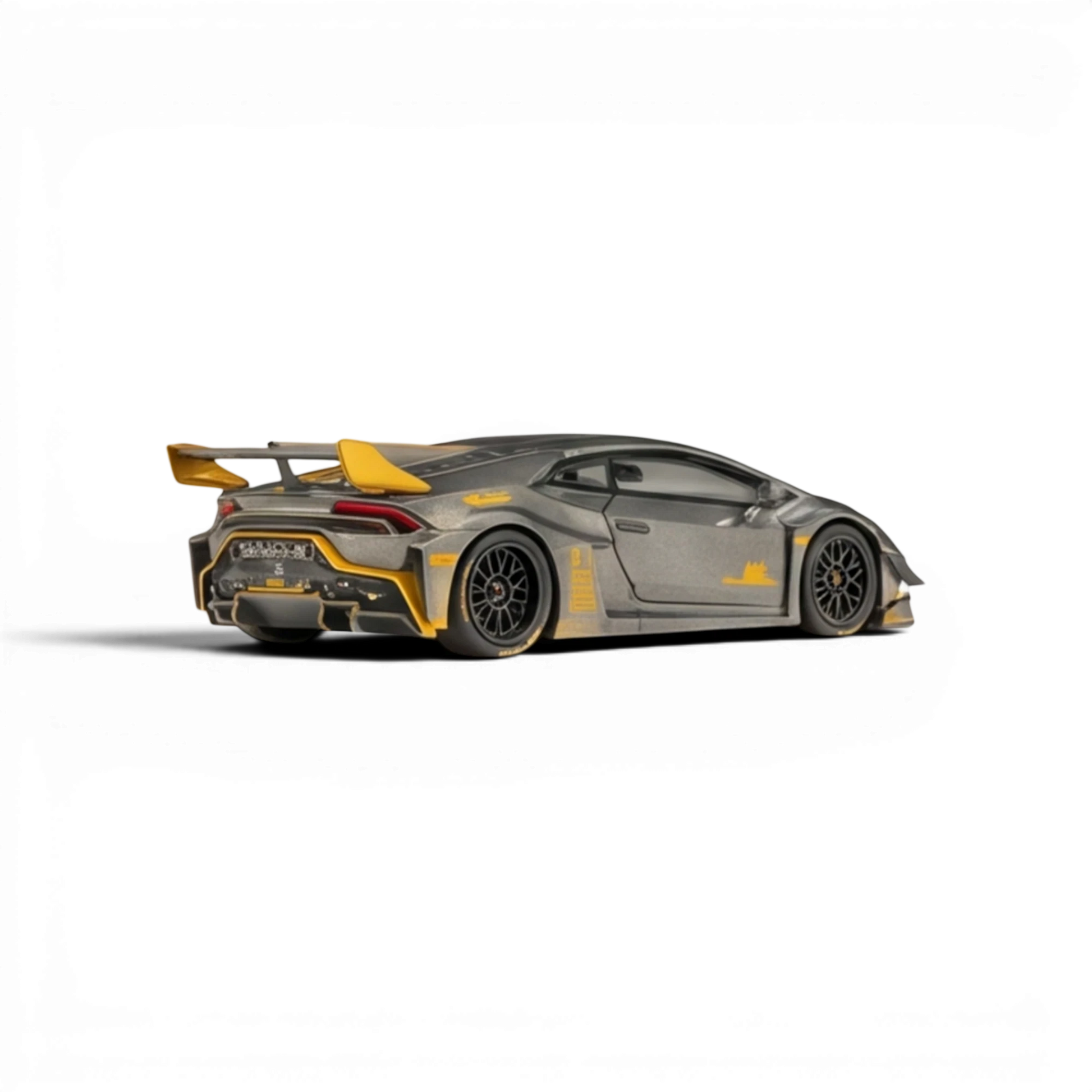 Lot57Supplies Diecast Shop 1:64 King Model LB-Works Lamborghini Huracan GT EVO in grey with gold racing accents.