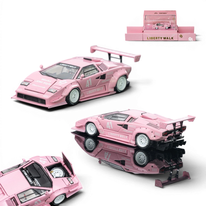 Lot57Supplies Diecast Shop TOPART LBWK Countach 1:64 scale diecast model in Lover's Pink with open engine bay
