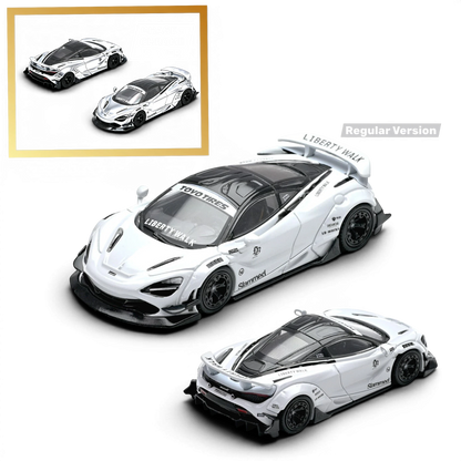 Lot57Supplies Diecast Shop Inno64 Liberty Walk McLaren 720S 1:64 scale diecast model car in white with black accents.