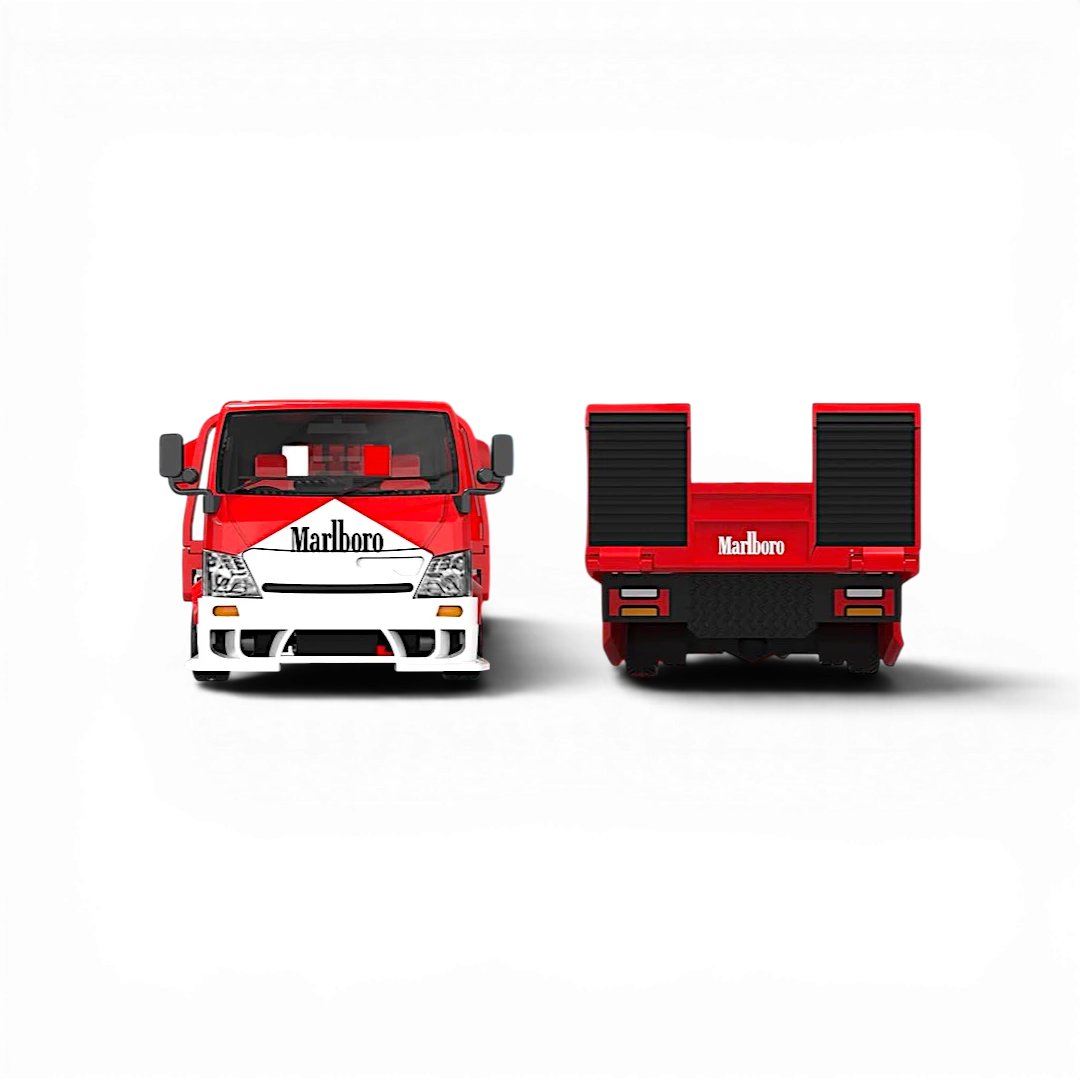 Lot57Supplies Diecast Shop 1:64 scale SC H300 flatbed transport trailer in red and white Marlboro livery
