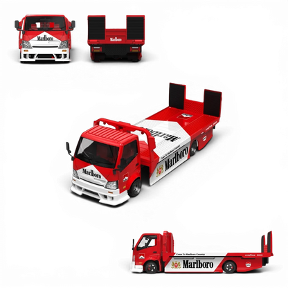 Lot57Supplies Diecast Shop 1:64 scale SC H300 flatbed transport trailer in red and white Marlboro livery diecast model