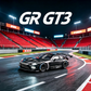 Lot57Supplies Diecast Shop 1:64 scale matte black Toyota GR GT3 diecast model car on a race track