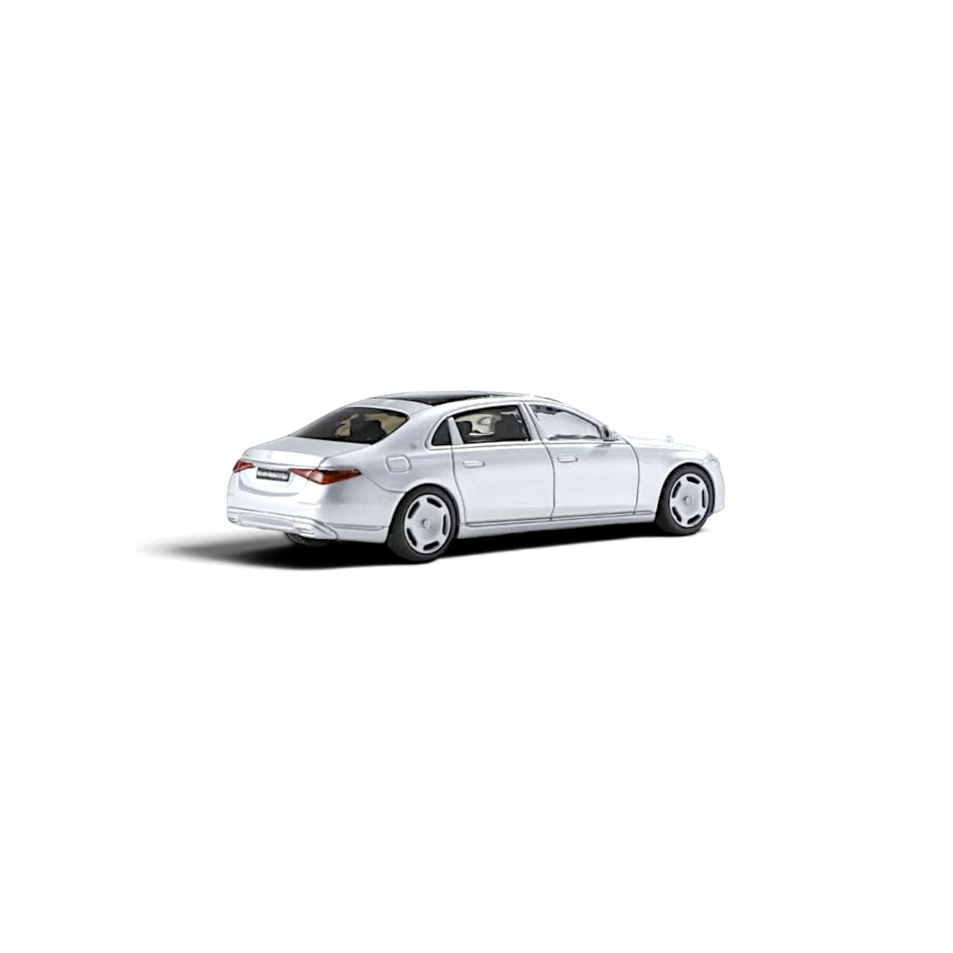Lot57Supplies Diecast Shop AR BOX 1:64 scale matte silver Mercedes-Benz Maybach W223 diecast model car rear view