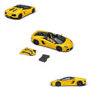 Lot57Supplies Diecast Shop CLASSIC GARAGE 1:64 scale May Yellow LP700 Roadster diecast model car with removable roof.