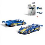 Lot57Supplies Diecast Shop Pop Race 1:64 scale Mazda 787B diecast model car in blue and yellow racing livery.