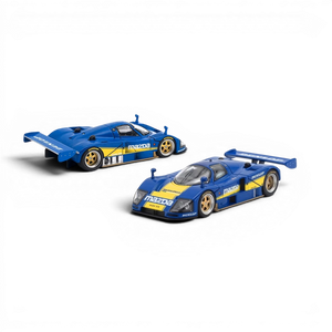 Lot57Supplies Diecast Shop Pop Race Mazda 787B 1:64 scale diecast model car in blue and yellow racing livery