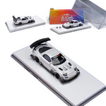 Lot57Supplies Diecast Shop Pearl White Mazda RX-7 FD 1:64 scale model with custom details and large rear spoiler.