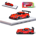 Lot57Supplies Diecast Shop 1:64 scale red Mazda RX-7 resin model car with custom body kit and rear wing