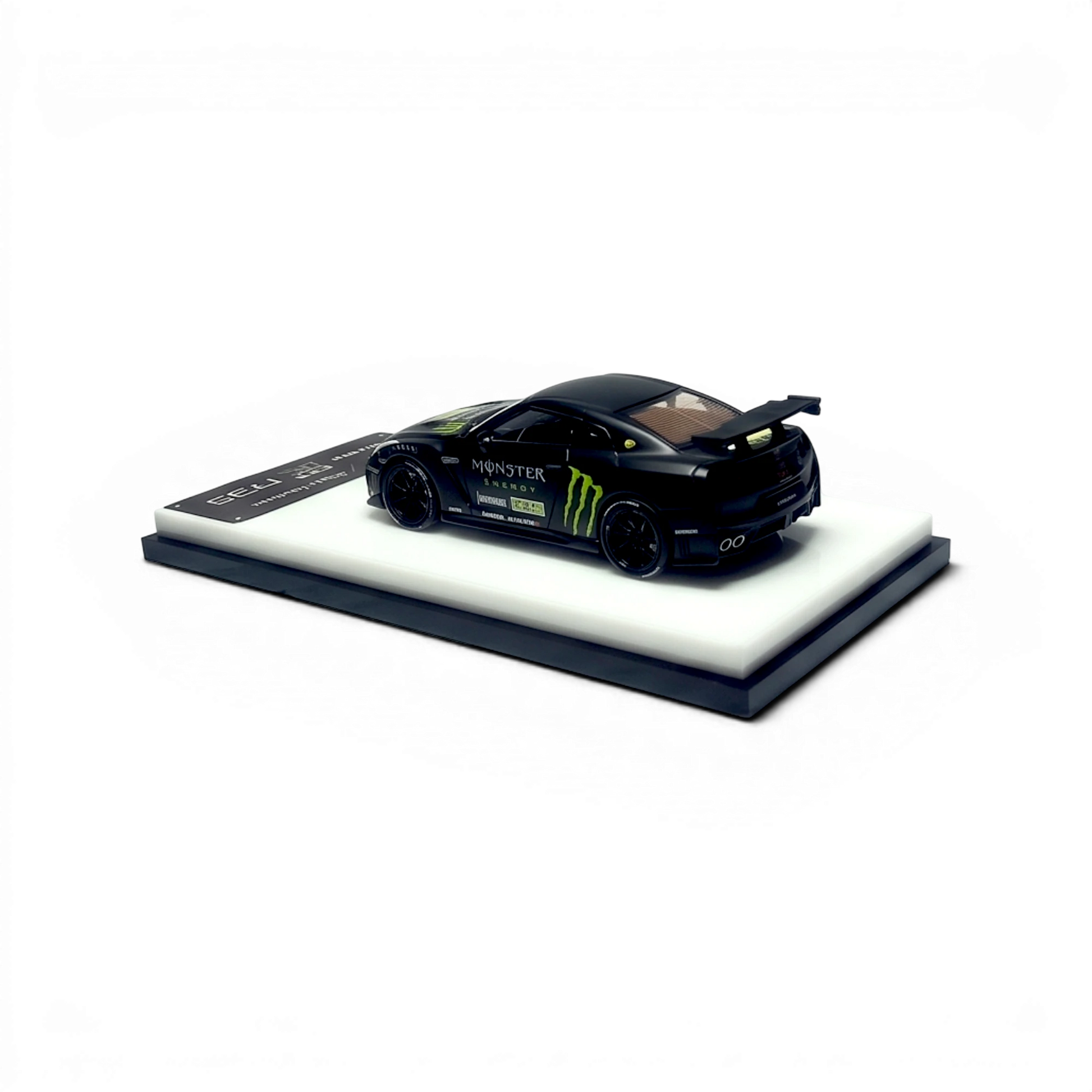 Lot57Supplies Diecast Shop 1:64 scale Monster Matte Black MC GTR R35 NISMO diecast model with openable hood.
