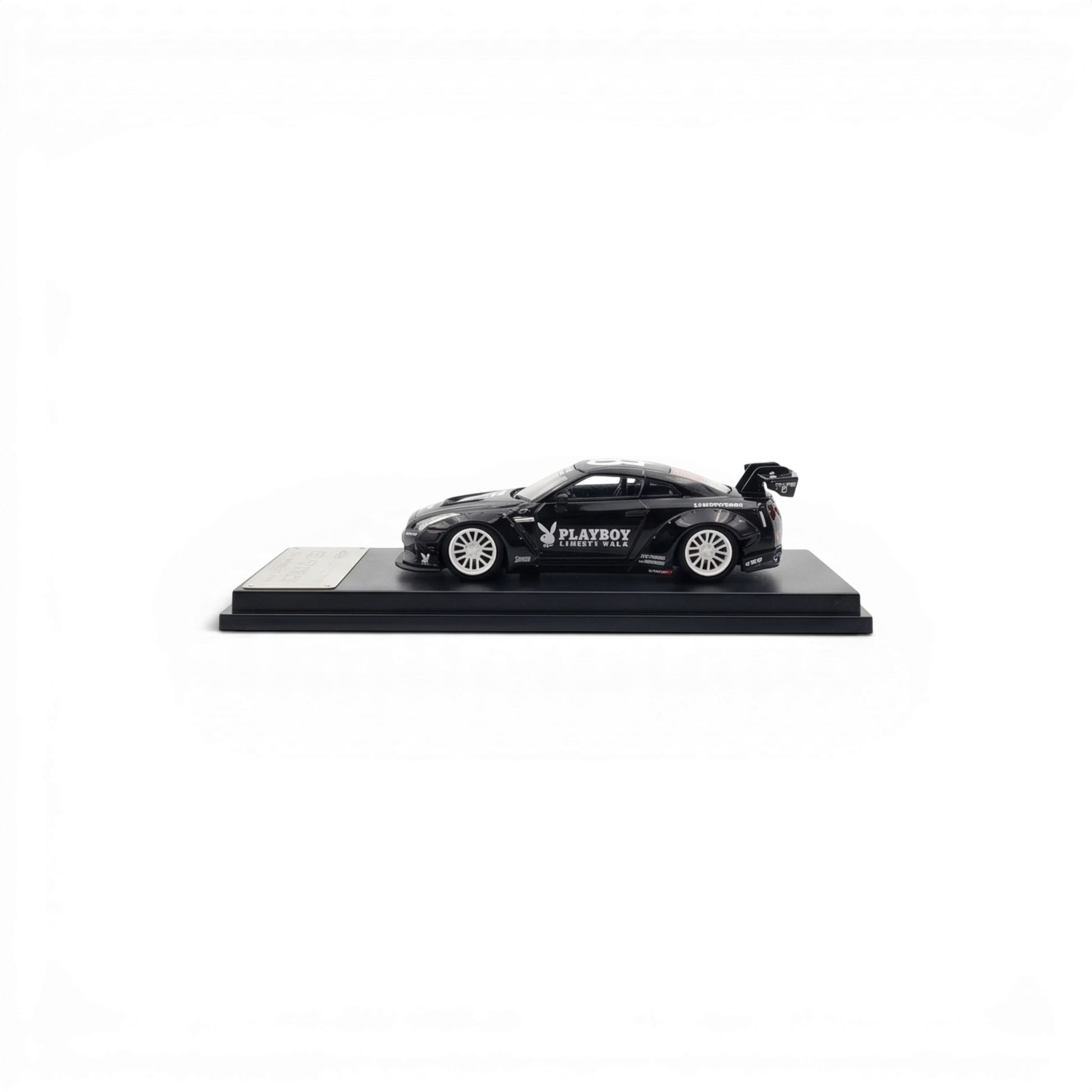 Lot57Supplies Diecast Shop 1:64 scale MC LB GTR 1.5 diecast car in glossy black with white PLAYBOY livery