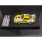 Lot57Supplies Diecast Shop MC RWB993 High Wing 1:64 scale diecast car in white and yellow Rohma livery on display base
