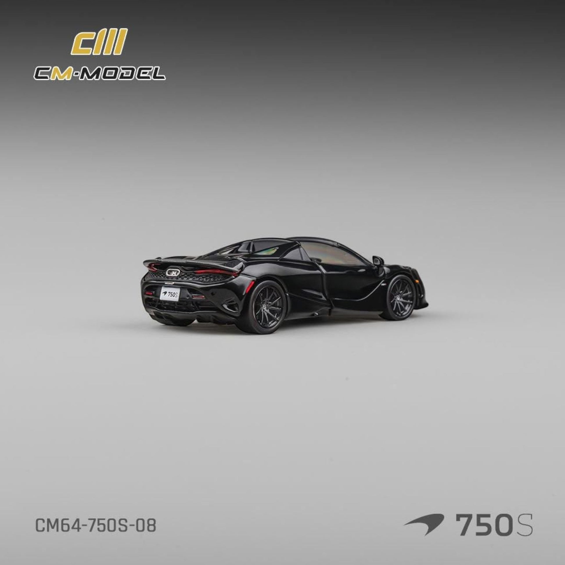 Lot57Supplies Diecast Shop CM Model 1:64 scale McLaren 750S Convertible diecast car in glossy onyx black