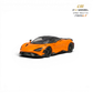 Lot57Supplies Diecast Shop CM Model McLaren 765LT 1:64 scale diecast model in papaya orange with black accents and carbon fiber details.