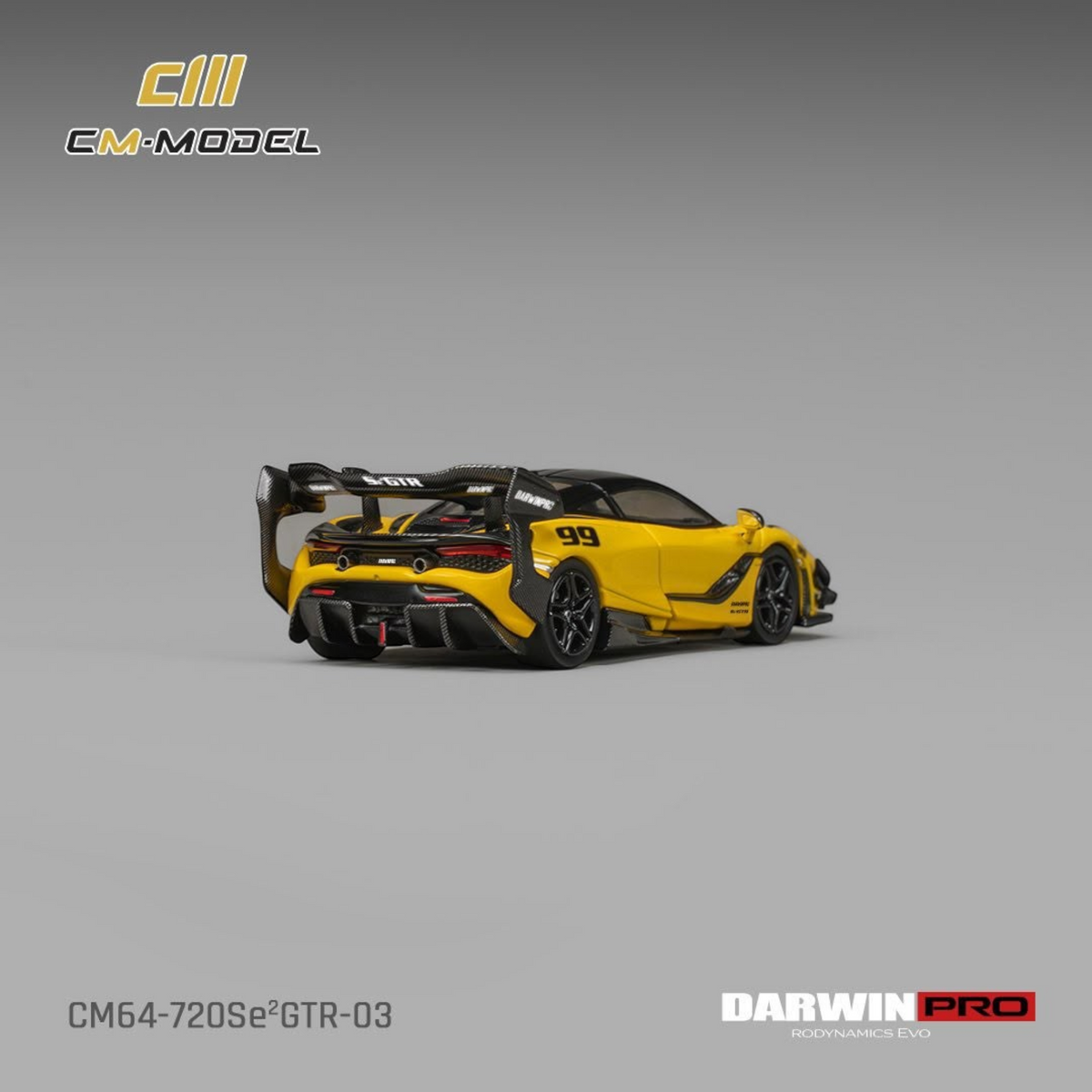Lot57Supplies Diecast Shop CM Model McLaren DarwinPRO 720SE2 GTR in pearl yellow with carbon fiber rear wing