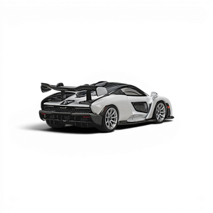 Lot57Supplies Diecast Shop 1:64 scale CM Model McLaren Senna in Silica White with carbon fiber rear wing details.