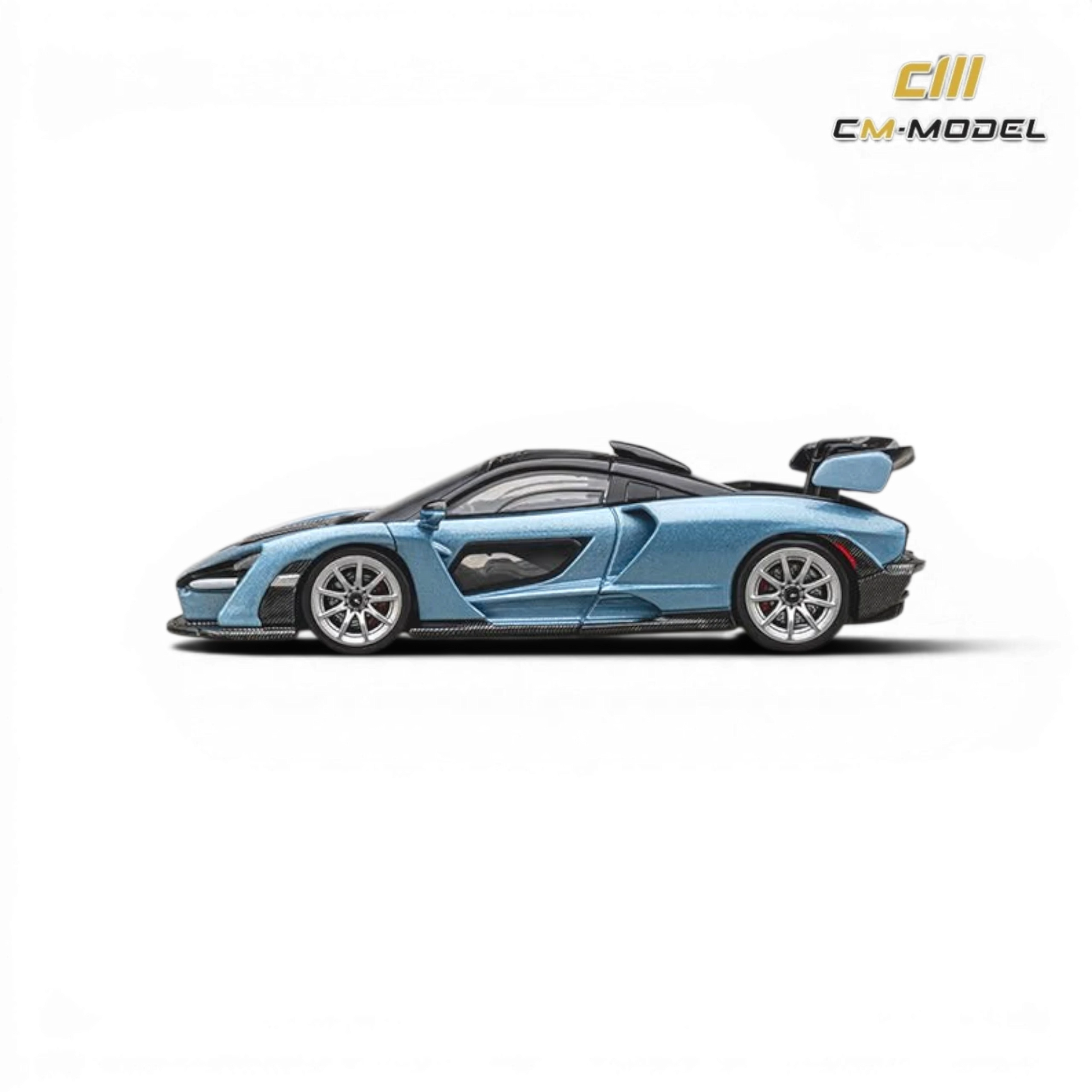 Lot57Supplies Diecast Shop CM Model 1:64 scale diecast McLaren Senna in ice blue with carbon fiber details