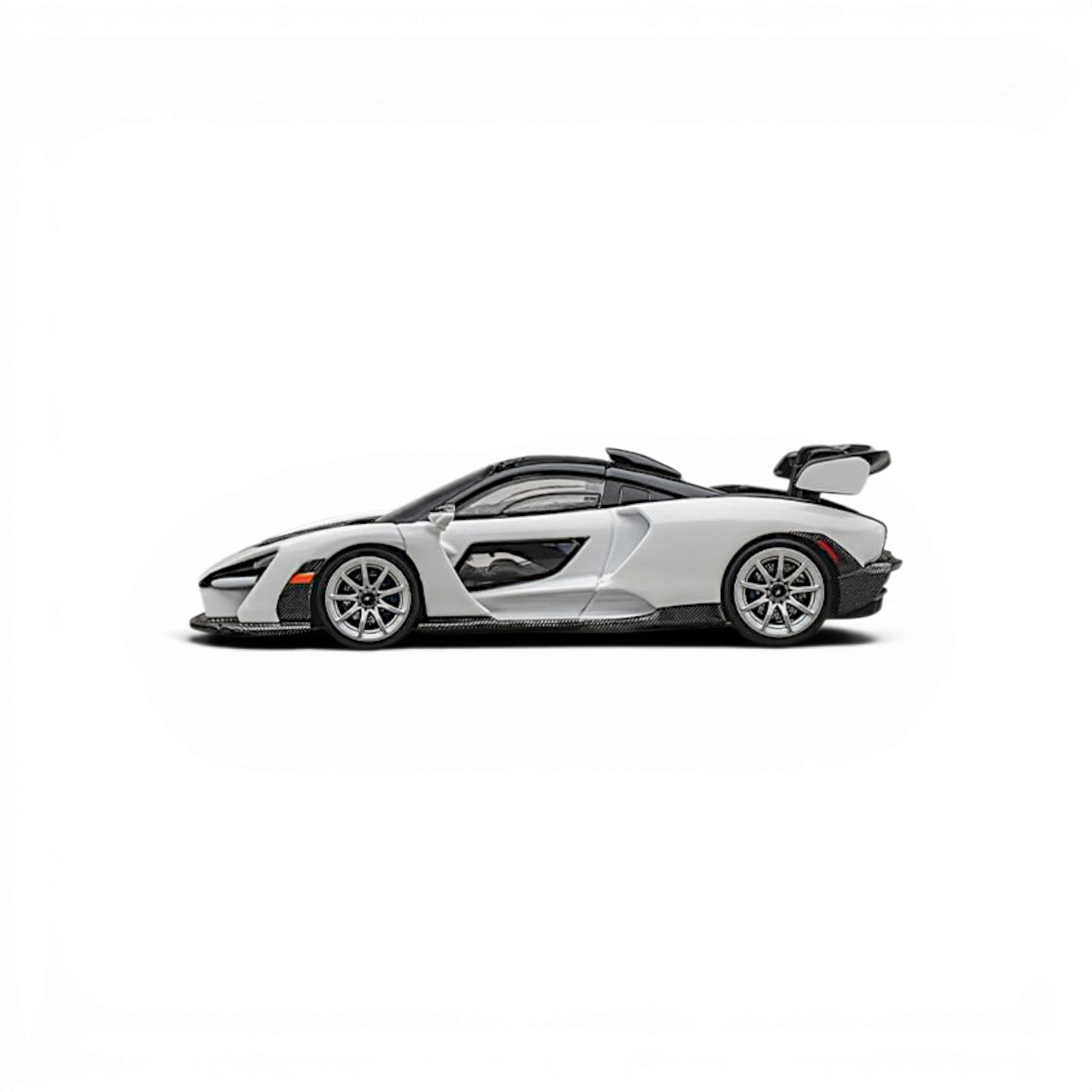 Lot57Supplies Diecast Shop 1:64 scale CM Model McLaren Senna in Silica White with carbon fiber details.