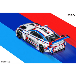 Lot57Supplies Diecast Shop MCS M4 GT3 diecast model car in IMSA endurance racing retro BMW CSL tribute livery