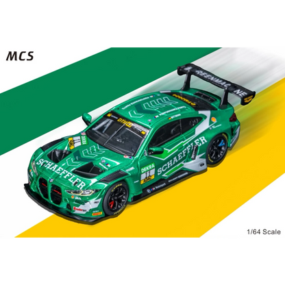 Lot57Supplies Diecast Shop 1:64 scale MCS M4 GT3 diecast model car in green Schaeffler livery with racing details