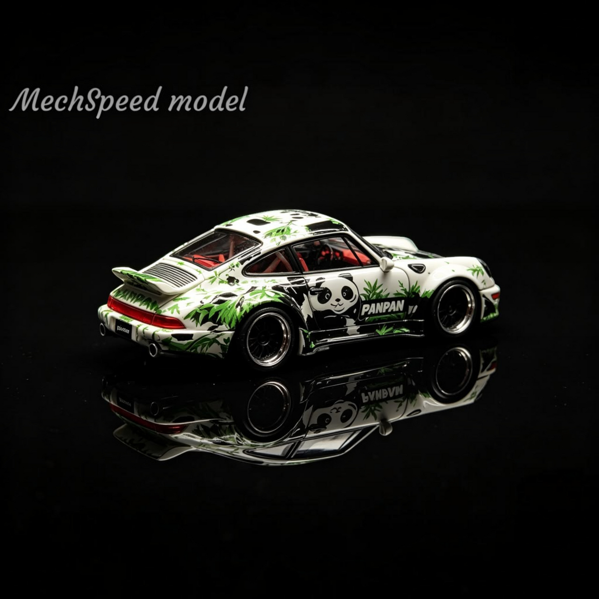 Lot57Supplies Diecast Shop Mechspeed 1:64 scale resin Porsche 911 RWB 964 model with panda and bamboo livery