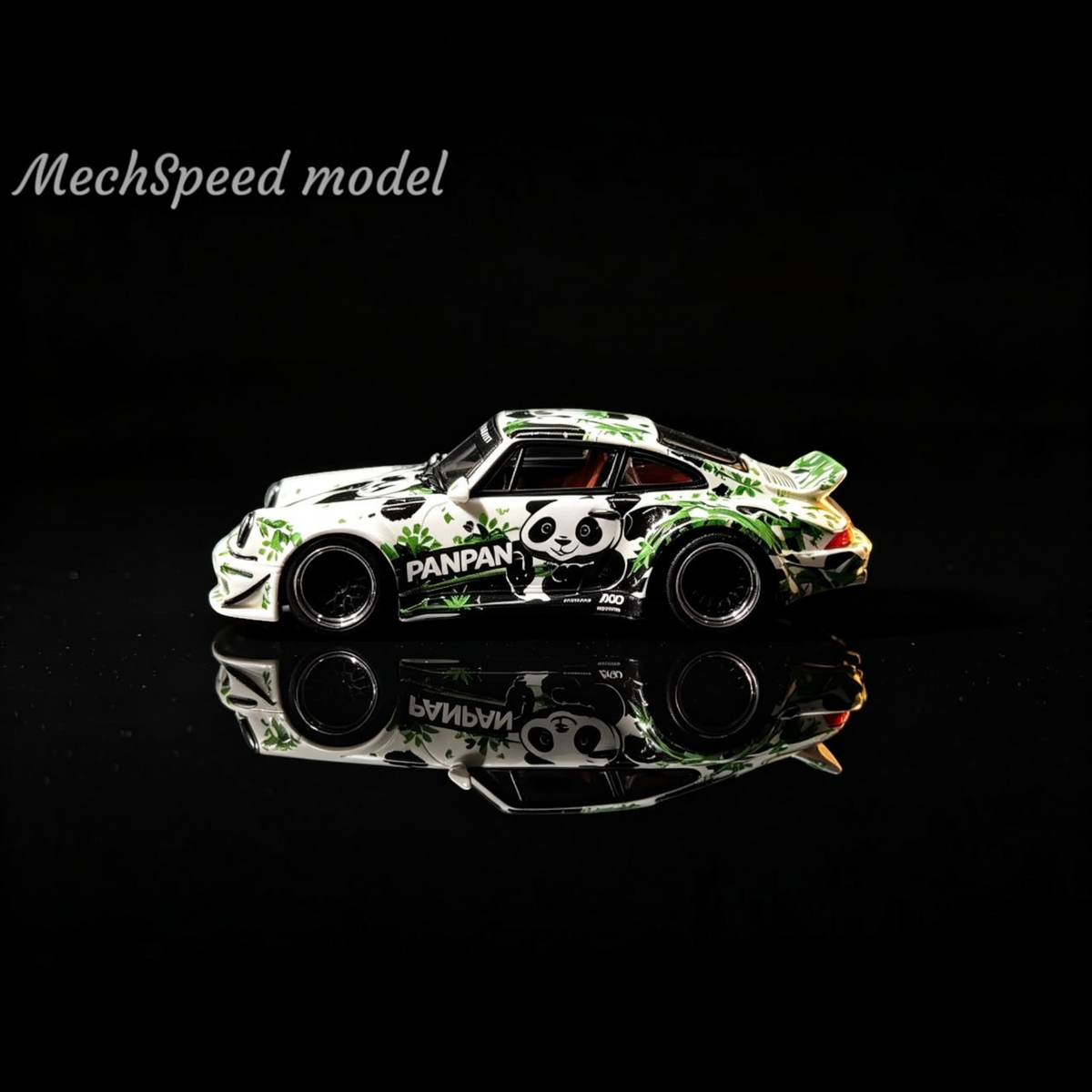 Lot57Supplies Diecast Shop Mechspeed 1:64 scale resin Porsche 911 RWB 964 model with panda and bamboo livery