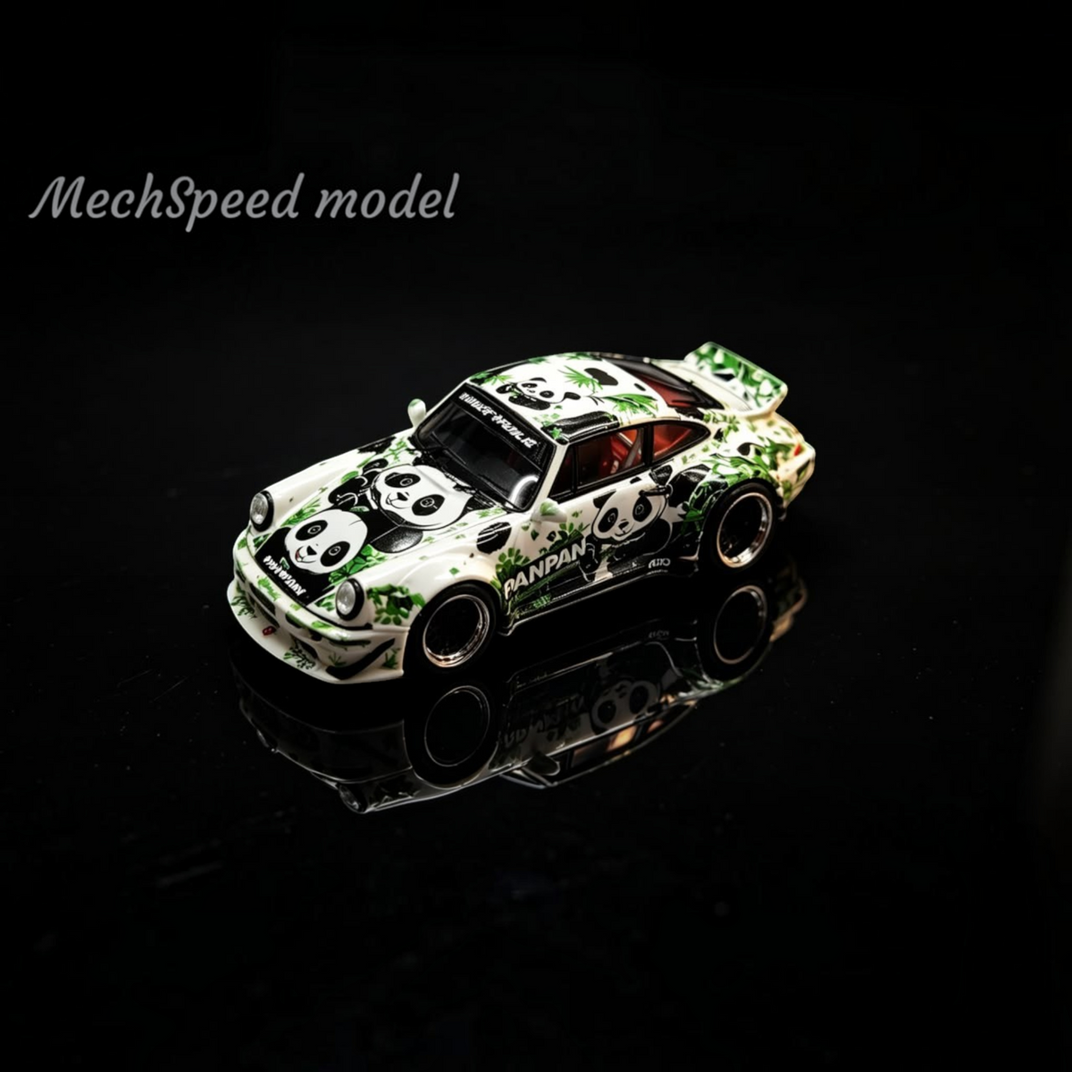 Lot57Supplies Diecast Shop Mechspeed 1:64 scale resin 911RWB964 model car with white and green panda livery