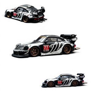 Lot57Supplies Diecast Shop Mechspeed RWB930GT 1:64 scale diecast car in matte black with bone dragon racing livery.