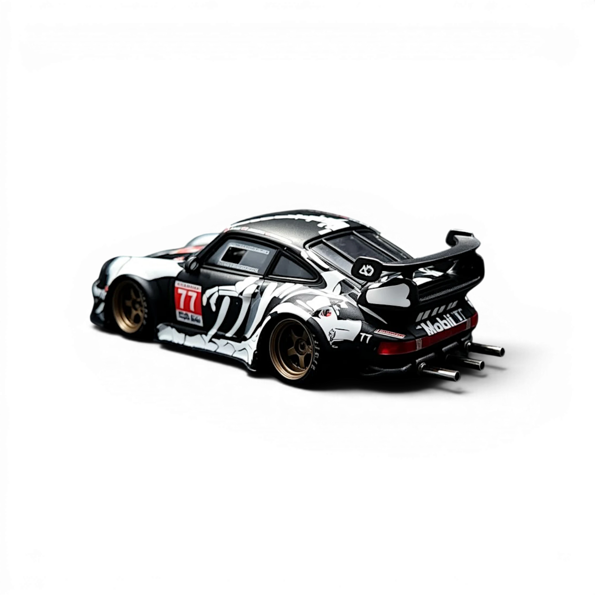 Lot57Supplies Diecast Shop Mechspeed RWB930GT 1:64 scale diecast car in matte black with bone dragon graphics