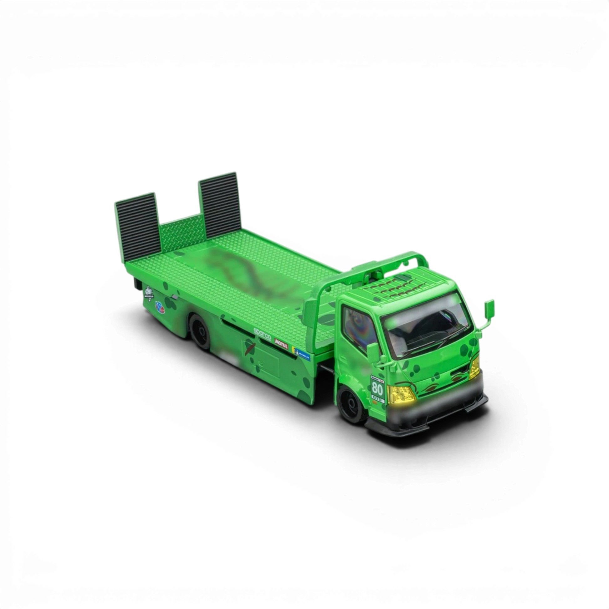 Lot57Supplies Diecast Shop Mega Gear Custom Hauler 1:64 scale diecast truck in green dinosaur print design